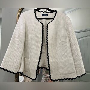 Talbots Cream Tweed Scallop Edge Jacket 18W